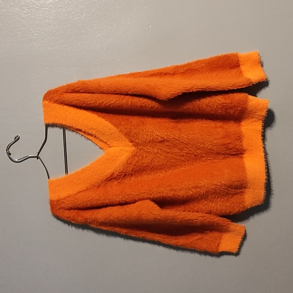 Emory Park women's orange fuzzy soft oversized small sweater - Picture 9 of 16